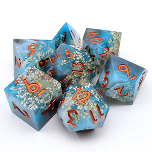 दिव्य फूल का सेट, हस्तनिर्मित नीले और सफेद रेसिन पॉलीहेड्रेल आरपींग डास और ड्रेगन के लिए, बोर्ड Games-N44 खेलते हुए - Product Image 4