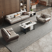 Ensemble de canapés de bureau modulaires en cuir modernes avec éponge haute densité, écologiques et durables, 1 à 3 places pour espaces commerciaux