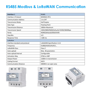 Compteur d'énergie Eastron SDM320C-LR NFC prépayé avec gestion DI/<span class=keywords><strong>DO</strong></span>, relais intégré, bidirectionnel, monophasé, LoRa, certifié MID - Product Image 3