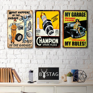 Insegne Decorative da Parete per Garage Auto da Corsa in Metallo Dorato Stile Vintage Super Moderno per Uomini, Targhe per Stazioni di Servizio - Product Image 5