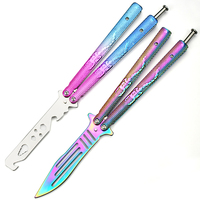 Couteau papillon de haute qualité de qualité industrielle en acier 440C, lame non affûtée, manche en acier WINLEE Phoenix, pliable, de survie