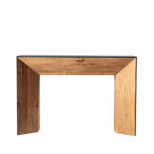 Table console en bois de pin recyclé, finition naturelle et noire, style rustique, pour entrée, couloir, salon, décoration intérieure - Product Image 3