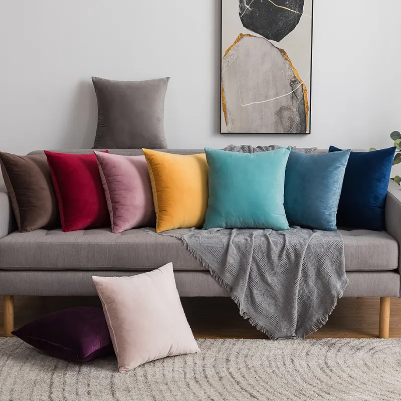 Лучшие мягкие бархатные наволочки 45x45, наволочки для диванных подушек, домашний декор, простой дизайн, роскошные диванные декоративные наволочки для диванных подушек