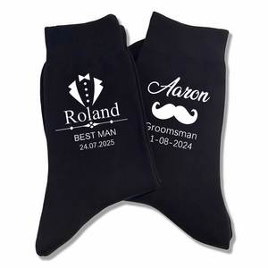 Calcetines para Padrinos de Boda, Calcetines Personalizados con Nombre, Rol y Fecha, Regalo para el Padrino, Recuerdo de Boda - Product Image 1