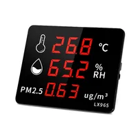 Termómetro Digital LX965-A con Sonda Integrada, Sensor PM2.5, Monitor de Calidad del Aire Multifunción con Pantalla de Tiempo para Almacén