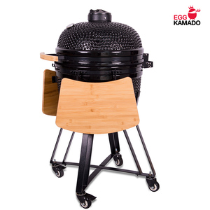 Barbecue Kamado Céramique Professionnel <span class=keywords><strong>Noir</strong></span> Premium 24 Pouces, Fumoir au Charbon Robuste avec Chariot, Barbecue Œuf à Fermeture Hermétique - Product Image 1