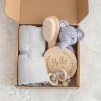 C'Dear - Crochet Baby Rattle Set, Cute Animal Wooden Rattle