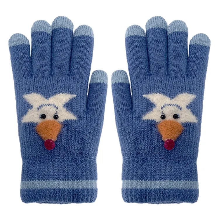 Best&Wecan touchscreen knitted thermal sets children kids acrylic gloves & mittens hand winter gloves