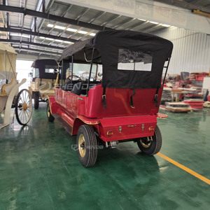Vehículo Eléctrico de Lujo Rojo de 3 Filas y 6-8 Asientos, Estilo Vintage, con Toldo Negro y Asientos Negros, Clásico, Retro, para Recepciones y Turismo - Product Image 6
