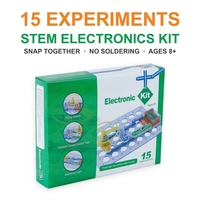 Kit électronique STEM de 15 expériences, jouet éducatif à assembler, sans soudure, ensemble de construction de circuits pour les enfants de 8 ans et plus