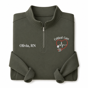 Sweat-shirt personnalisé à col zippé pour infirmière en soins intensifs, brodé CCRN, cadeau de fin d'études, <span class=keywords><strong>médecine</strong></span> d'urgence hivernale - Product Image 1