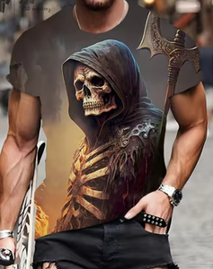 Horror Skull <strong>t</strong> <strong>Shirt</strong> <strong>3D</strong> Print Vintage O-Neck Short Sleeve Fashion <strong>Designer</strong> Clothes Men's Summer Street Clothing <strong>t</strong> <strong>Shirt</strong> for Men - Product Image 2