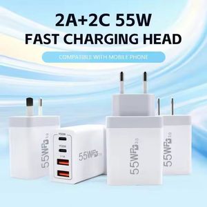 4 in 1 55W 2 USB+2 USB-C Wall Charger Dual USB Charger Block 20W Fast <b>Charging</b> Dual PD Type C Power <b>Adapter</b> for Phone 15 16 Pro - Product Image 5
