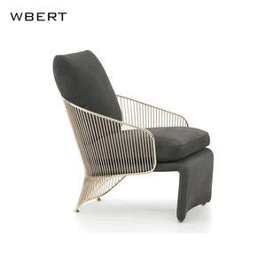 WBERT Modern Italian Luxury for Dining Hotel Use Stainless Steel Fabric Living Room Light Single Sofa Elegant Leisure <b>Chair</b> - Product Image 1