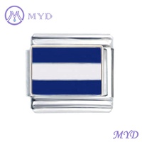 Bracelet de charme italien en forme de lettre N de l'alphabet, drapeaux de signalisation nautique individuels, code maritime international bleu et blanc, pays