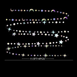 Iridescente luna stella ghirlanda 3D luccichio piccole stelle appese sfondo Bling Bling per natale capodanno Baby Shower laurea - Product Image 5