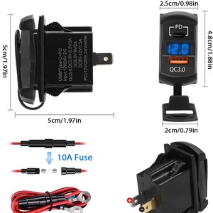 Cargador de coche con doble USB tipo C PD QC3.0, carga rápida, pantalla digital de 12V para uso en coche - Product Image 1
