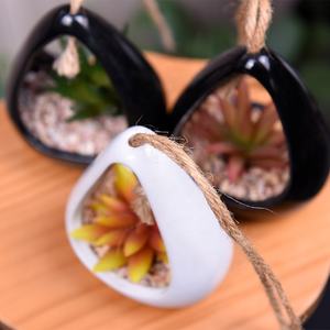 Piante succulente artificiali in vaso sospese Mini vasi per fioriera in erba verde Set di vasi in ceramica succulenta per la decorazione - Product Image 3