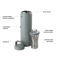 Bouteille isotherme portable à double paroi avec logo personnalisé, 500 ml/700 ml, en acier inoxydable, tasse de voyage isolée sous vide, anti-fuite, sans BPA