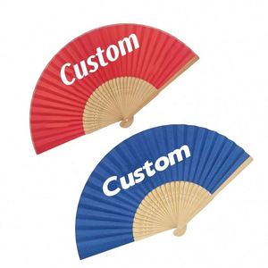 Éventail en papier personnalisé chinois fait main de 21 cm avec poignée en bambou naturel et logo imprimé unique, idéal comme cadeau culturel - Product Image 1