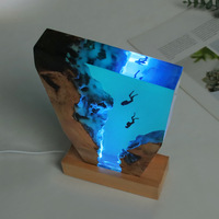 Lampe d'ambiance LED en résine moderne faite à la main, créative, avec motif de plongeur océanique, commémorative, blanc chaud, à piles, à intensité variable, pour la maison