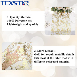 11inch <span class=keywords><strong>Polyester</strong></span> kim loại vàng lưới cuộn cho bảng Runner CuộN Bảng trang trí cho đám cưới, sinh nhật, tiệc, Giáng sinh - Product Image 3