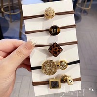 YANE Trendy Korea Set Aksesoris Rambut 5 Buah dengan Mutiara, Karet Elastis, Bahan Logam & Plastik