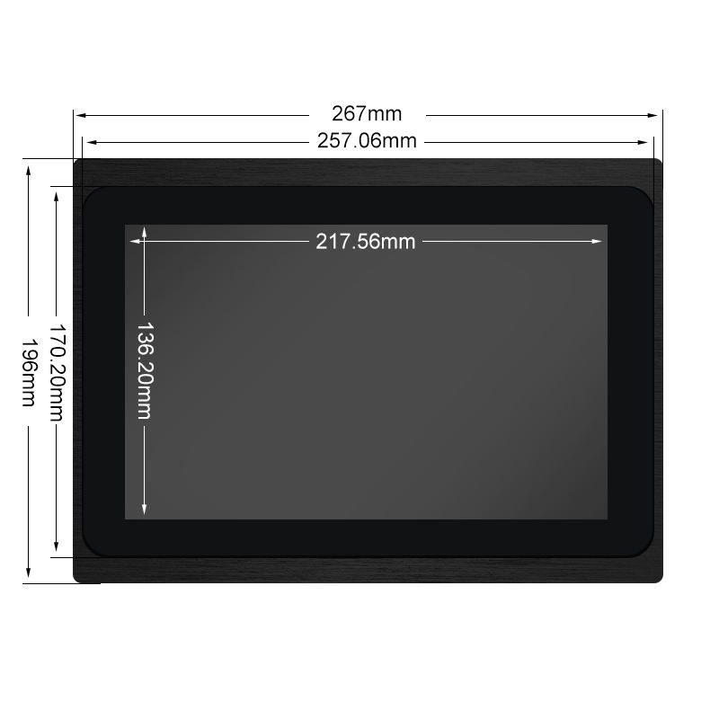 10.1 Inch 1280*800 HD VGA Non Touch Screen Metal Aluminum TFT Embedded Pure Flat OEM ODM Industrial LCD Monitor
