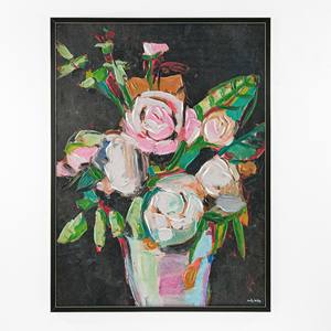 CUADRO FLORAL EN LONA CON MARCO NEGRO DE MDF DE 90X120CM Y 5CM DE GROSOR - Product Image 1