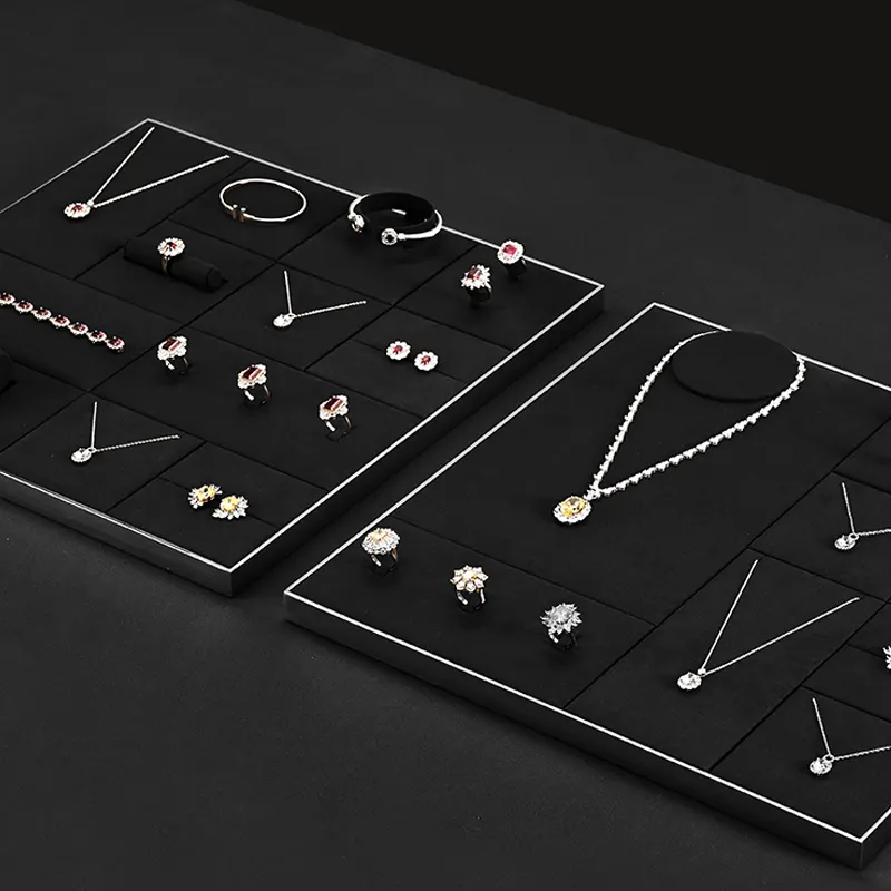 FANXI baki tampilan perhiasan logam orisinalitas Swakarya Set dudukan pajangan perhiasan cincin kalung anting-anting