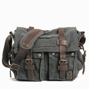 Lona vintage con cuero para hombres y mujeres, <span class=keywords><strong>bandolera</strong></span> de hombro, <span class=keywords><strong>bandolera</strong></span> de hombro simple informal - Product Image 4