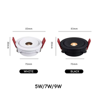 Angle de faisceau étroit 3 ° 8 ° 15 °   Plafonnier LED encastré dimmable AC85-265V 5W/7W/10W, lampe d'ambiance, spot de plafond