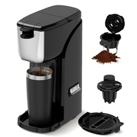 Cafetière 2-en-1 pour dosettes K-Cup et café moulu, tailles de préparation de 6 à 14 oz, plateau d'égouttement réglable pour tasses de voyage