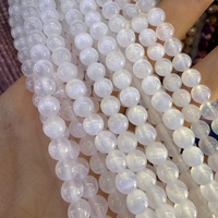 Perles Rondes en Sélénite Blanche Naturelle 4mm 6mm 8mm 10mm, Perles à Changement de Couleur pour la Fabrication de Bijoux et les Projets DIY