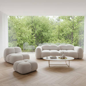 Sofa ruang tamu beludru lembut, Sofa awan diisi busa nyaman desain Jelly kain tunggal ganda tiga ukuran - Product Image 5