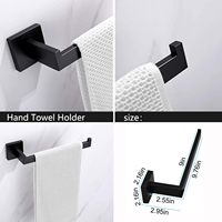 Ensemble d'accessoires de salle de bain noir mat : porte-serviettes, crochets pour peignoirs, porte-papier toilette mural
