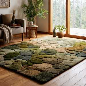 Alfombra elegante para uso en la sala de estar, lavable y disponible a precio mayorista, alfombras modernas hechas a mano de lana y viscosa, sencillas - Product Image 1