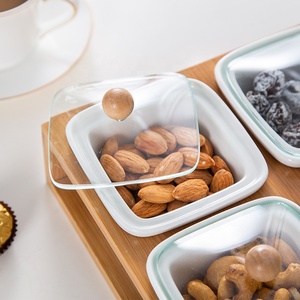 Assiette à fruits créative et écologique de style campagnard, bol à biscuits, noix, fruits secs, avec couvercle en <span class=keywords><strong>bambou</strong></span>, pour le salon - Product Image 3