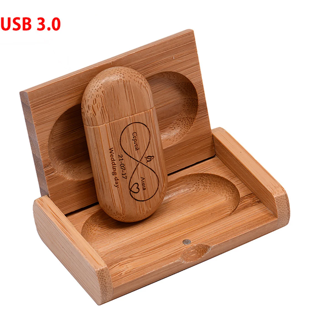 Customized Bamboo USB Flash Drive Custom Engraving Custom Festival Gifts Business Presents Bamboo Storage Box