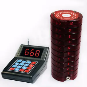 Wholesale top sales 1 keyboard with 10 red pagers wireless restaurant coffee shop coaster pager