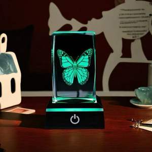 Custom K9 3D Laser Engraved Crystal Cube <strong>Cat</strong> <strong>Figurine</strong> with LED Night Lights Hot Sale Polished Technique - Product Image 4