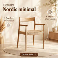 Chaise de bureau vintage en bois massif nordique avec dossier tressé, style japonais Wabi-sabi, en cuir PU, pour usage domestique