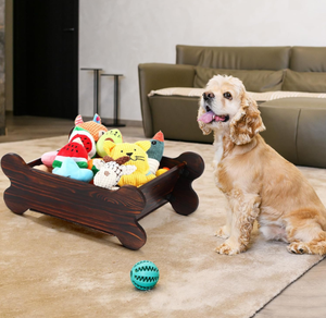 Contenitore per Giocattoli per Cani a Forma di Osso FSC, Cesto Portaoggetti per Cuccioli, Organizzatore per Guinzagli e Cibo, Scatola in Legno per Giocattoli per Animali Domestici per Camera da Letto e Soggiorno - Product Image 5