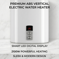 Réservoir d'eau vertical mural électrique en plastique, capacité 40L, classe d'efficacité énergétique B, 2100W, gain de place pour la maison