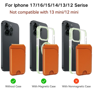 Funda de teléfono de cuero magnética delgada para hombre, soporte <span class=keywords><strong>Magsafe</strong></span>, BILLETERA, tarjetero, botón Compatible con iPhone 17/16/15/14/13/12 Pro - Product Image 6