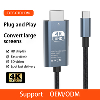 Kabel Justlink USB C ke HDMI 2.0 4K60Hz Tipe C ke HDMI 4K UHD 3D Kabel Nilon Kepang untuk Ponsel Laptop TV Monitor Proyektor