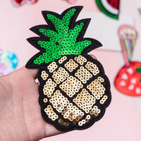 Glitter Cartoon Fruit Geborduurde Twill Strijk- of Aansteekpatch Druif Aardbei Watermeloen Kers Kledingaccessoires