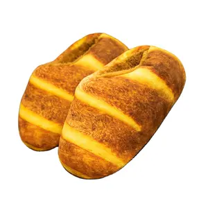 Pain Toast hiver pantoufles maison mignon nourriture trucs forme pantoufles chambre Kawaii peluche intérieur pantoufle Kawaii bottes chaussures