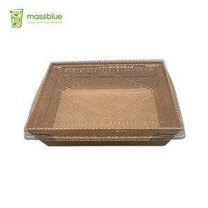 Restaurant Use Disposable Food Containers Brown Kraft Paper Takeaway Salad Box With Lid - Product Image 1