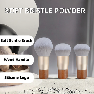 Brocha de maquillaje angular para colorete de pelo sintético con mango de madera, herramienta de belleza facial para polvos sueltos - Product Image 2